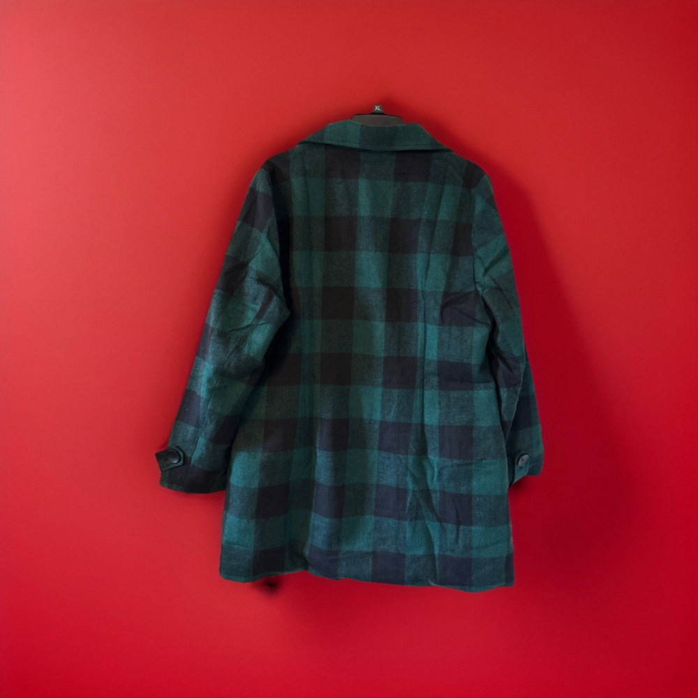 NWOT Green And Black Plaid Women’s Coat XL, Holiday , Warm, Pea Coat, Winter - Picture 4 of 9